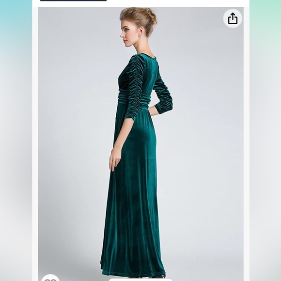 NWT Dark Green Velvet Maxi Dress - Size Small (4/6) - Picture 6 of 9